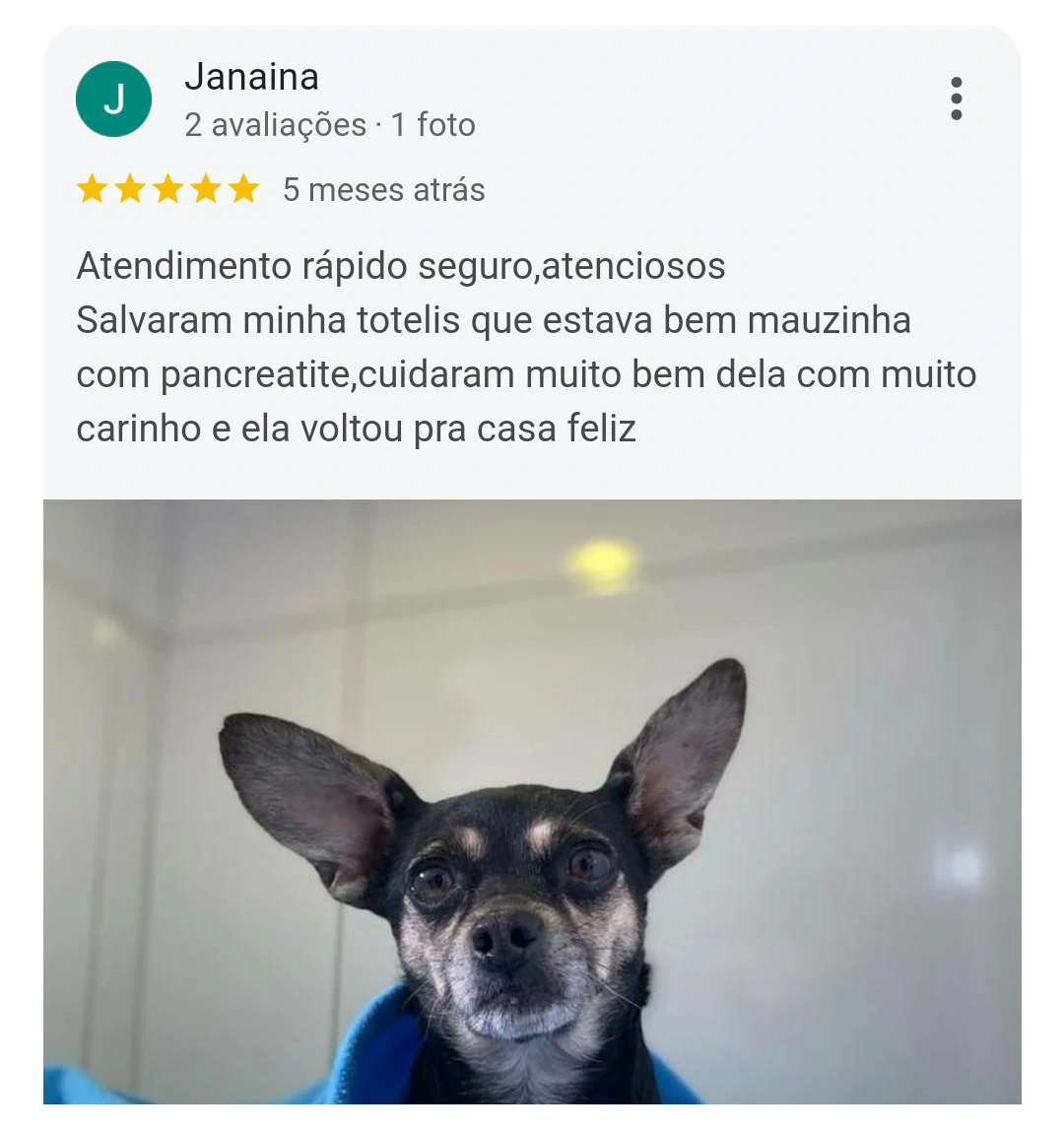 Avaliação Google — 5 estrelas